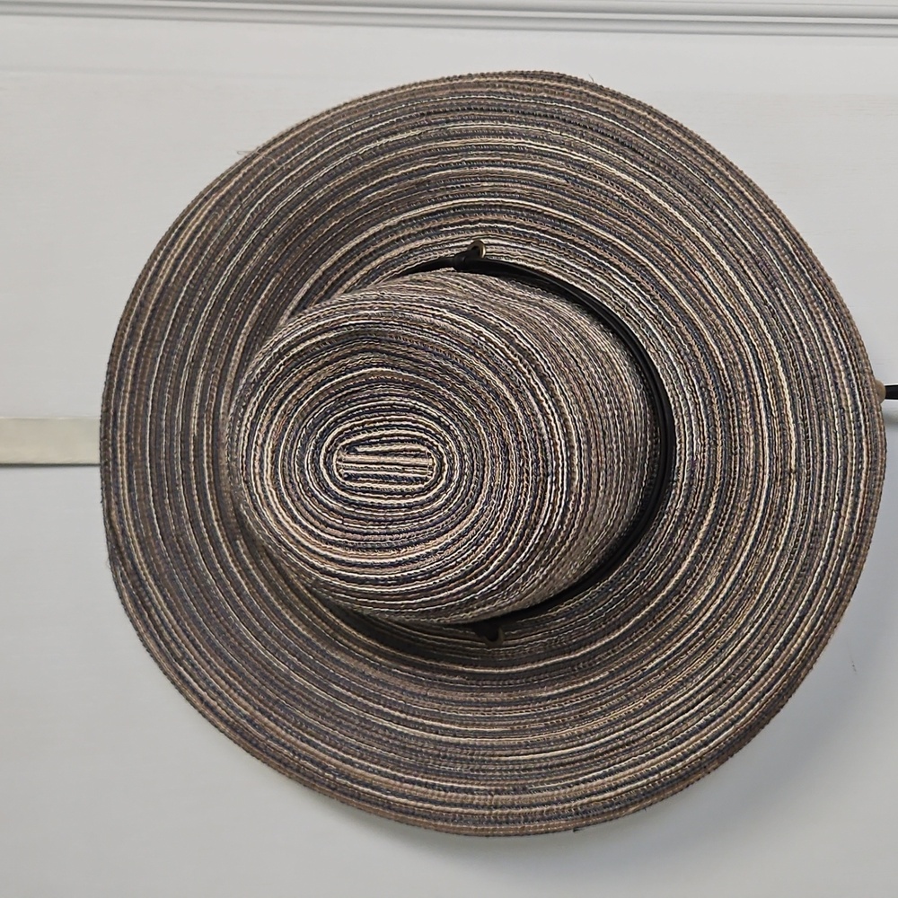 Sloggers Wide Brim Sun Hat Varigated Brown Chin Strap Womens Medium 22.5"